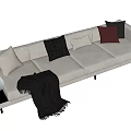 Light Gray Modern Sectional Sofa With Multiple Colored Cushions Throw Blanket Side Table And Books 3d model
