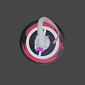 White Game Character With Long Ears Holding Purple Orb On Circular Black White Red Base