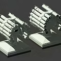 Two White Multi Tube Missile Launchers with Cylindrical Tubes and Square Bases