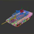 Military Tank With Camouflage Paint Long Cannon Barrel Armored Tracks And Top Antenna