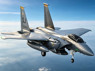 Military Fighter Jet With SJ Marking 10042 Flying With Landing Gear Down 3d model