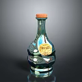 Textured Transparent Household Glass Bottle With Cork Stopper And Decorative Label
