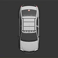 White SUV Style Vehicle with Roof Rack LED Lights and Front Red Accent Bumper