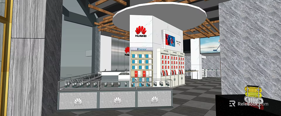 Modern Huawei Digital Store With Latest Electronic Products And Display Racks 3d model 