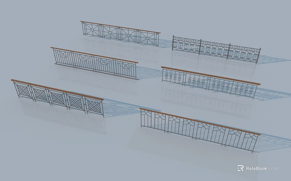 Metal Railings With Various Decorative Patterns And Different Design Styles 3d model 
