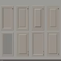 Eight Light Colored Cabinet Doors With Glass Panel In Two Rows Modern Design 3d model