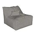 Comfortable Gray Bean Bag Chair With Soft Pillow And Cozy Blanket 3d model