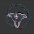 Teal Car Steering Wheel With Volkswagen Logo Silver Accents And Modern Design