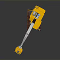 Yellow Utility Vehicle with Mechanical Arm Brown Tracks and Cab