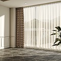 Curtain Fabric Curtain Gauze Curtain Dream Curtain Window Screen 3d model