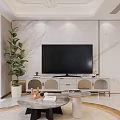 Modern Light Luxury Open Plan Living And Dining Room With Cozy Furnishings And Integrated Kitchen