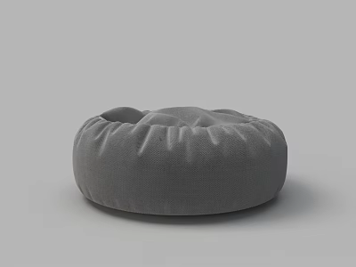 Gray Round Bean Bag Chair Soft Plush Lazy Sofa for Comfortable Seating 3d model