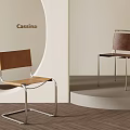 Modern Leisure Chairs With Brown Leather And Metal Frames In Modern Interior