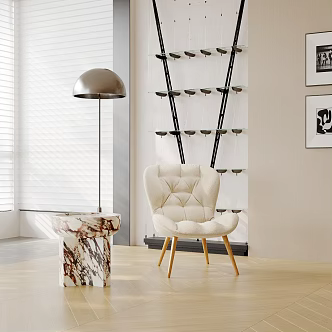 Modern Leisure Chair Side Table Floor Lamp Leisure Chair 3d model