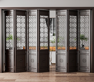 Chinese Folding Door Carved Folding Door 3d model