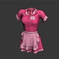 Pink Dress With Apron Design Short Sleeves Collared Neckline Dolly Label
