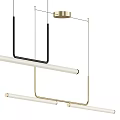 Modern Chandelier Design With Black Metal Brass And White Linear Elements 3d model