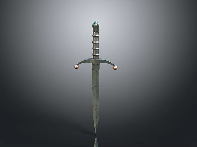 Medieval Sword with Decorative Hilt Round Pommels and Metal Blade 3d model
