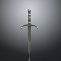 Medieval Sword with Decorative Hilt Round Pommels and Metal Blade