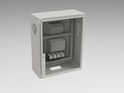 Industrial Equipment Electrical Control Cabinet With Open Door Revealing Internal Components And Layers 3d model