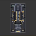 Mechanical Architectural Structure With Yellow Blue Frames And Platform Design