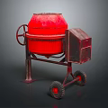 Red Concrete Mixer With Metal Frame Wheels And Storage Box Design