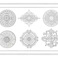 Gypsum lamp panel carved lamp panel chandelier base round lamp panel gypsum component 3d model