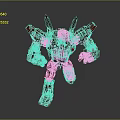 Red Mecha Game Movie Character With Black Horns And Armored Body