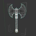 Decorative Double Headed Axe With Intricate Patterns Wooden Handle And Metal Accents