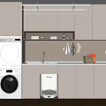 Modern washing machine cabinet washing machine sweeping robot drying area 3d model