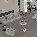 Modern sofa coffee table combination home 3d model