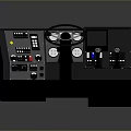 Advanced Control Panel Featuring Steering Wheel Dashboard Gauges Monitor And Control Buttons