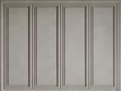 Gray Wall Paneling With Vertical Panel Design And Trim Details For Modern Interiors 3d model