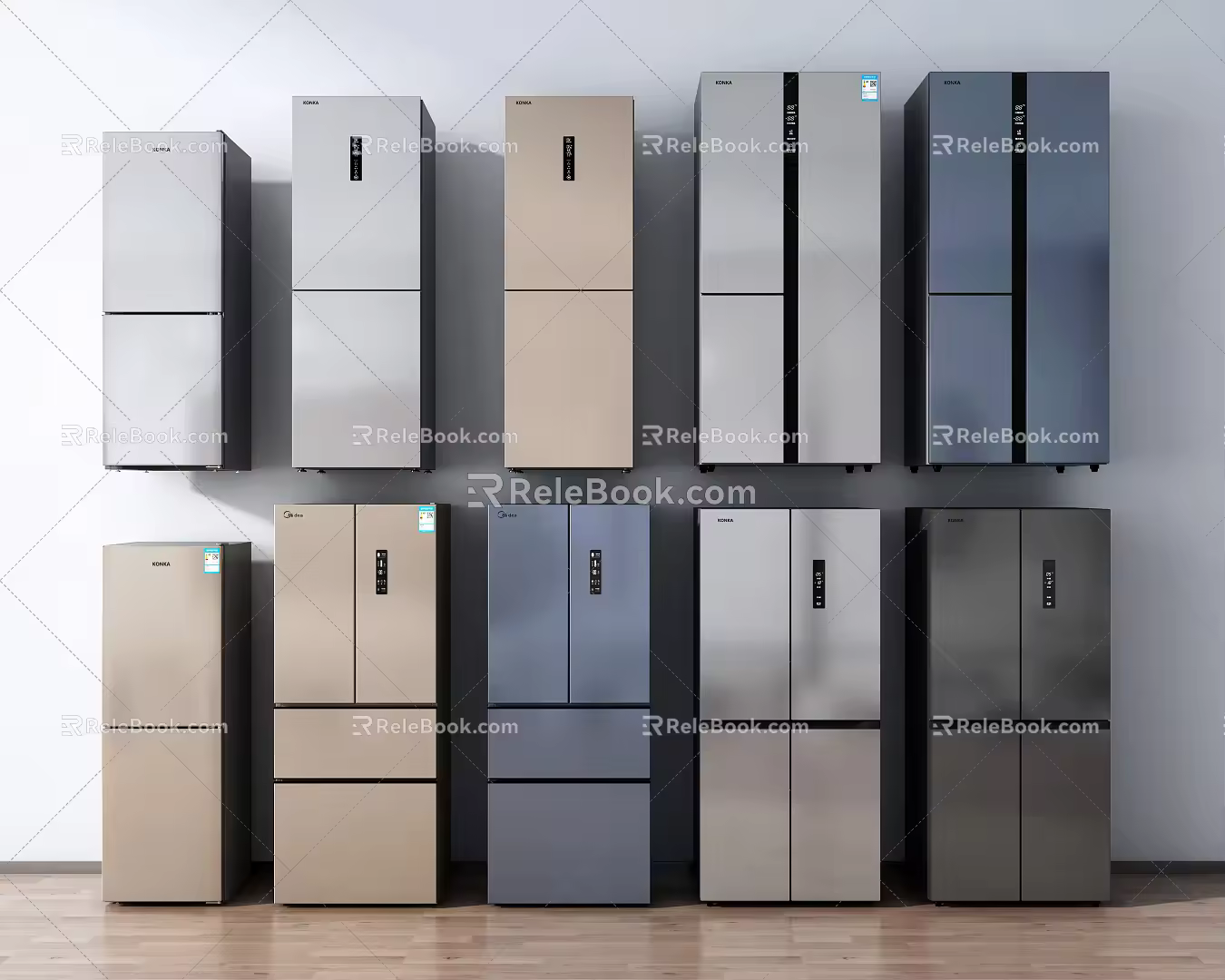 Modern Refrigerator Open Refrigerator Three-door Refrigerator 3d model