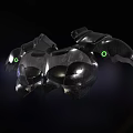 Black Mechanical Armor Clothing With Green Glowing Accents And Futuristic Design