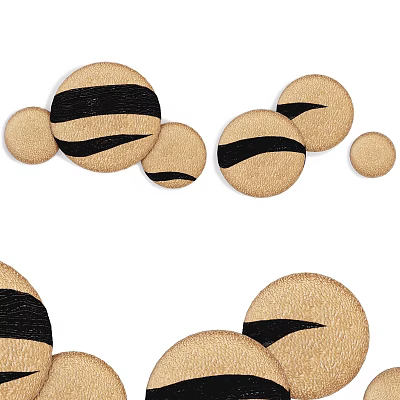 Circular Beige Textured Wall Decor with Black Stripes for Home Interior Design 3d model