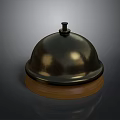 Classic Metal Service Bell With Wooden Base For Hotel And Restaurant Use