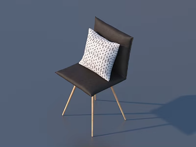 Black Leisure Chair with White Pillow Featuring Small Black Patterns and Golden Legs Modern Design 3d model
