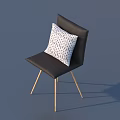 Black Leisure Chair with White Pillow Featuring Small Black Patterns and Golden Legs Modern Design