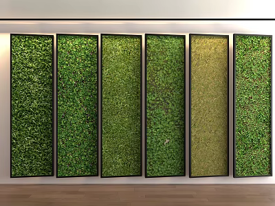 Vertical Green Wall Panels in Various Shades for Interior Design 3d model