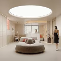 Modern Minimalist Beauty Salon Interior Reception Area With Cozy Seats And Soft Warm Ambient Lighting