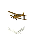 Yellow Tiger Moth Biplane Fighter with Number 25 Markings Two Views Display Classic Design