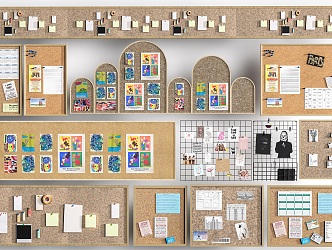 Cork Board Post-it Notes Message Board Photo Wall 3d model