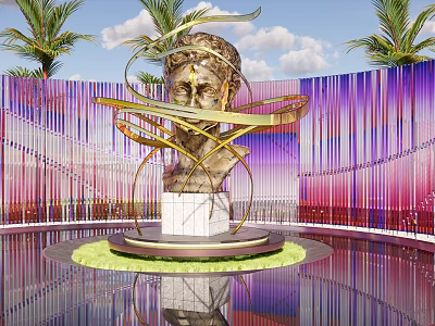 Modern City Sculpture David Classical Head Abstract Sculpture 3d model