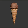 Delicious Creamy Pink Ice Cream Scoop in Crunchy Orange Waffle Cone
