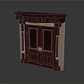 Classical Brown Double Door Furniture With Decorative Frame Columns And Glass Panes