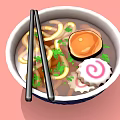 Blue and White Patterned Bowl with Ramen Noodles Black Chopsticks and Fresh Toppings