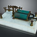 Vintage Scientific Device Featuring Green Coils Metal Components On Marble Base
