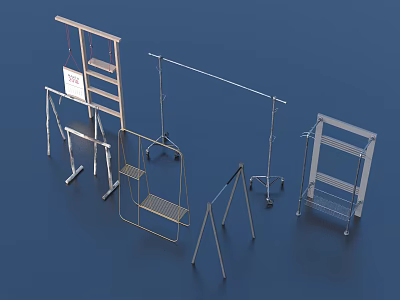 Essential Home Living Supplies Including Metal Storage Racks Hanging Rods And Foldable Shelves 3d model