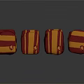 Stacked Maroon And Yellow Striped Household Items With Emblem And Soft Texture